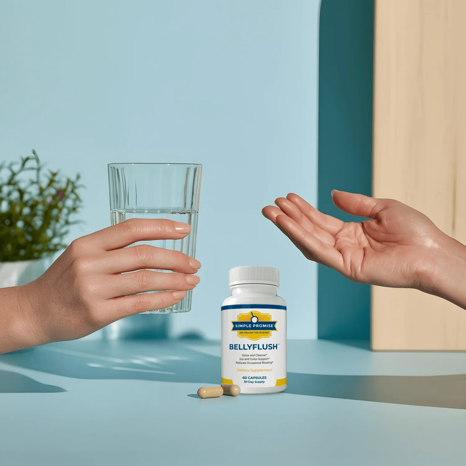 BellyFlush-1 bottles & glass  image